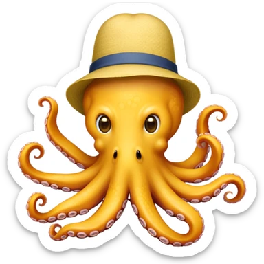 octopus with a straight face and a hat that says sucker sticker