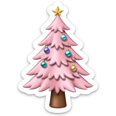 pastel pink christmas tree sticker