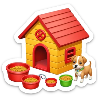Goals:
1) Isometric style
2) Emoji style
3) Physically realistic
4) Avoid anything that could be considered offensive, even 2%

---
Now generate an image to represent a list to buy items for a new dog. sticker