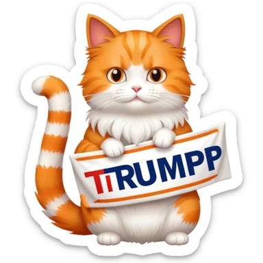Cat holding trump 2024 vanner sticker