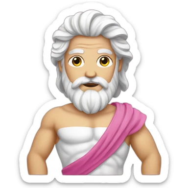 Zeus the god, white skin with a pink dress sticker