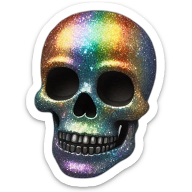 Rainbow glitter skull sticker