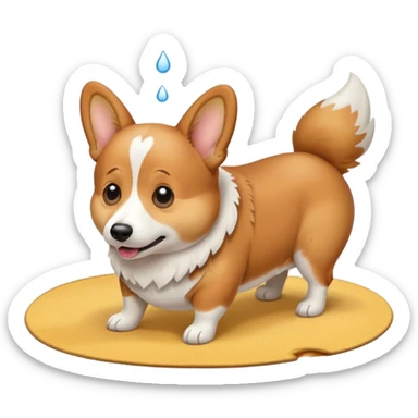 Corgi peeing on carpet sticker