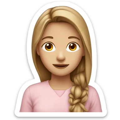 Teenager girl long light Brown hair light-pink shirt sticker