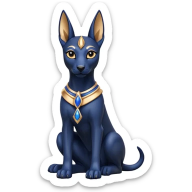  Short-eared Black lapis rose-gold beautiful female lap anubis puppy floor statue posed  sticker