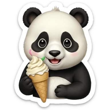 Panda eating ice cream sticker