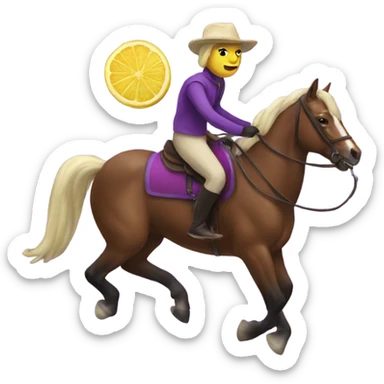 Purple lemon riding a horse sticker