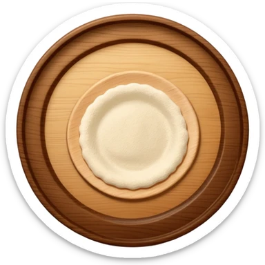 circular wooden slightly curved plate, now add slight sprinkles of flour on it sticker
