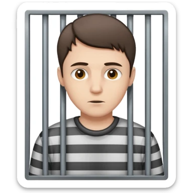 Pale Brunette man with short hair in jail  sticker