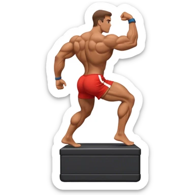 bodybuilder step onto plyo-box side-view sticker