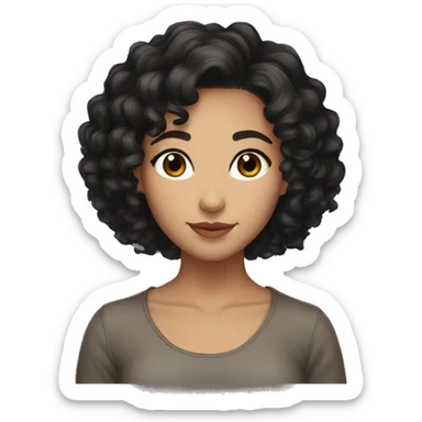 Beautiful girl,Black hair,curly hair,short hair,brown eyes,Chinese sticker