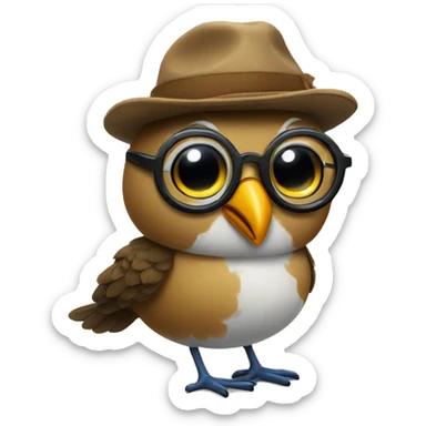Bird with glasses and boots  sticker
