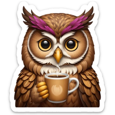 kahve içen baykuş sticker