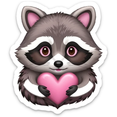 raccoon in heart sticker