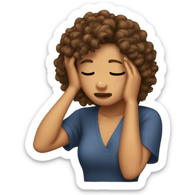 girl with tan skin and curly brown hair doing a facepalm sticker