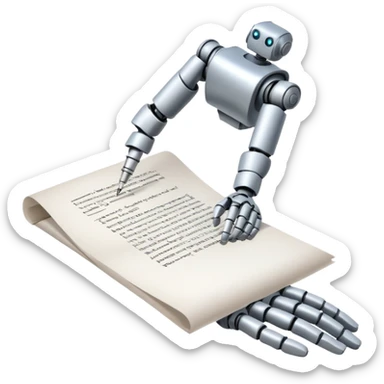 robot hand writes text sticker
