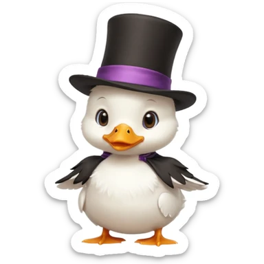 white baby duck with magician hat
 sticker