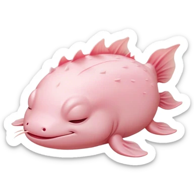 Meme-Worthy Cute Sleeping Axolotl Portrait Emoji, Head resting peacefully with a contented smile, showcasing a slender, graceful body with smooth, pale pink skin and gently drooping feathery gills, eyes shut in a serene nap, Simplified yet hilariously adorable features, highly detailed, glowing with a soft, drowsy light, high shine, relaxed and utterly lovable, stylized with an air of playful laziness, bright and heartwarming, soft glowing outline, capturing the essence of a comically sleepy aquatic friend, so meme-worthy it feels like it could instantly become the next viral sensation of adorable slumber! sticker
