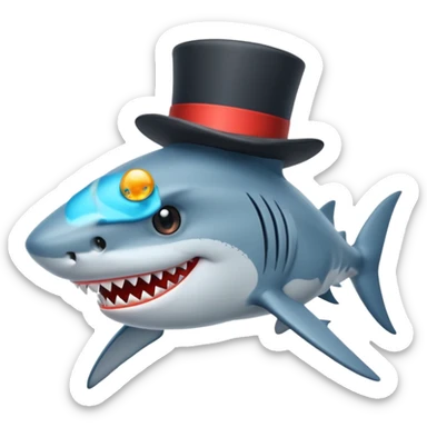 Shark with a top hat sticker