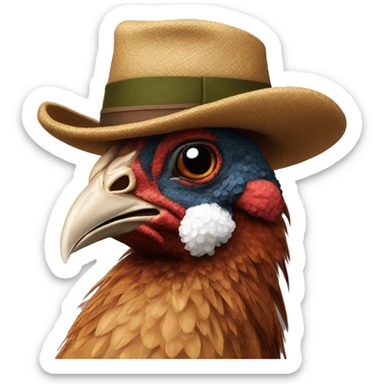 Pheasant with hat sticker