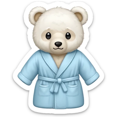 white teddy bear sitting bathrobe sticker