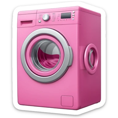 
pink washing machine mid-cycle with clothes tumbling inside sticker