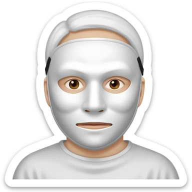 A person with a white mask on their face sticker