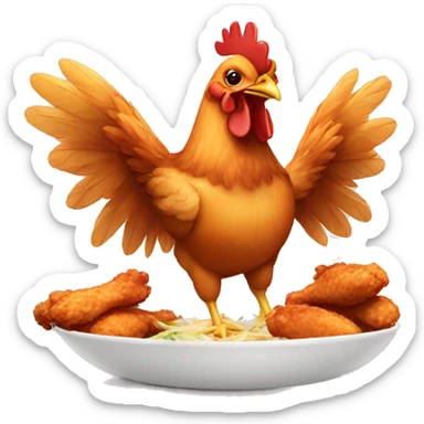 chicken eating chicken wings sticker