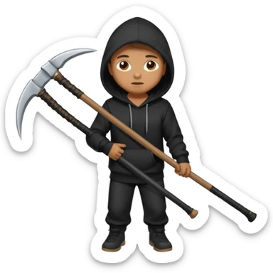 crane en capuche noir avec une faux sticker