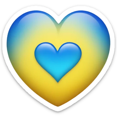 Shiny Yellow and blue ombré heart sticker