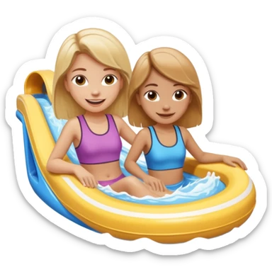 brown haired girl and blonde haired girl on the lazy river water slide sticker