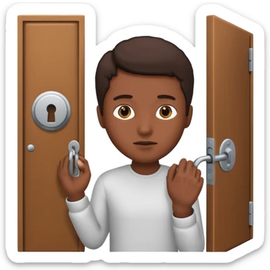 Someone locking a door sticker