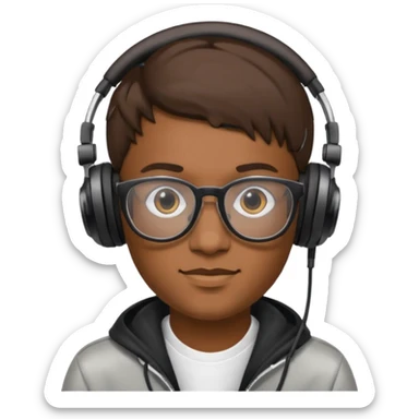 persona dj con audifonos , lentes y nombre FABRI sticker