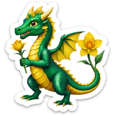 Welsh dragon holding a daffodil sticker
