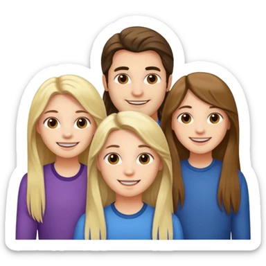 three friends, a man and two girls with long hair sticker