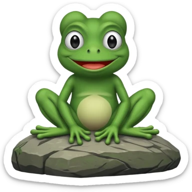 pepe the frog sitting on rock sticker