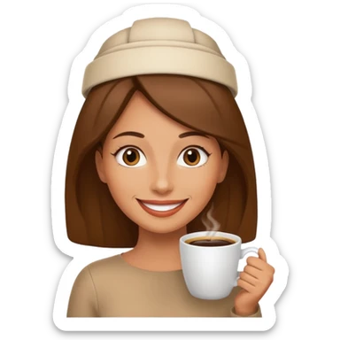 Woman with coffe cup as head sticker