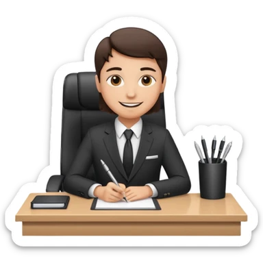 une image de 3/4 avec un recruteur à son bureau APS DE FACE DE 3/4 sticker