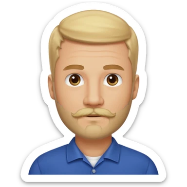 short blond hair clean cut mustache and beard 5ft 9 140lbs titian sticker