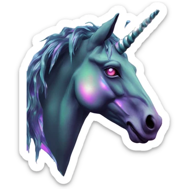 Vaporwave black holographic oilslick zombie unicorn  sticker
