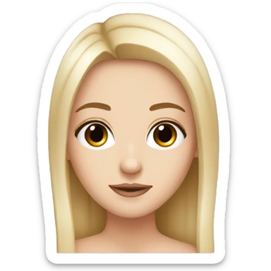 A white girl with dark brown eyes, long lashes and long straight blonde hair  sticker