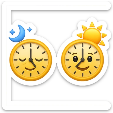 emoji stile iphone 3d che rappresenta la mattina presto come orario accanto ad emoji stile iphone 3d che rappresenta il tardo pomeriggio come orario sticker