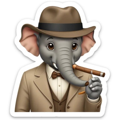 elephant gangster with fedora hat and cigar sticker