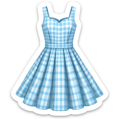 pastel blue plaid spring dress floating in the air sticker