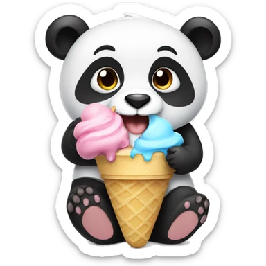 Panda eating ice cream sticker