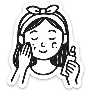 Asian girl doing skincare sticker