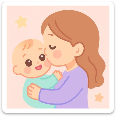 mother kissing her baby, tender ambiance, soft and warm style sticker
