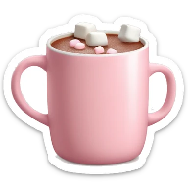 Light Pink mug of hot chocolate with marshmallows  sticker