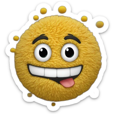 "Design an emoji rolling in laughter, on a plush carpet in a room." sticker