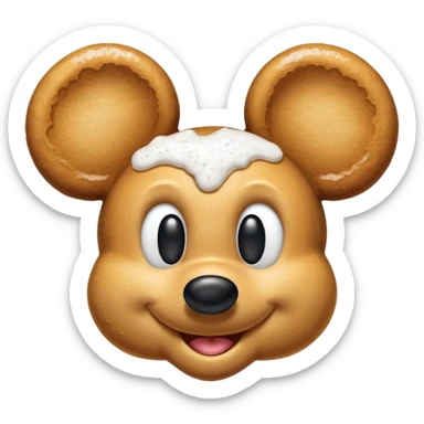 Beignet shaped like Mickey Mouse head sticker